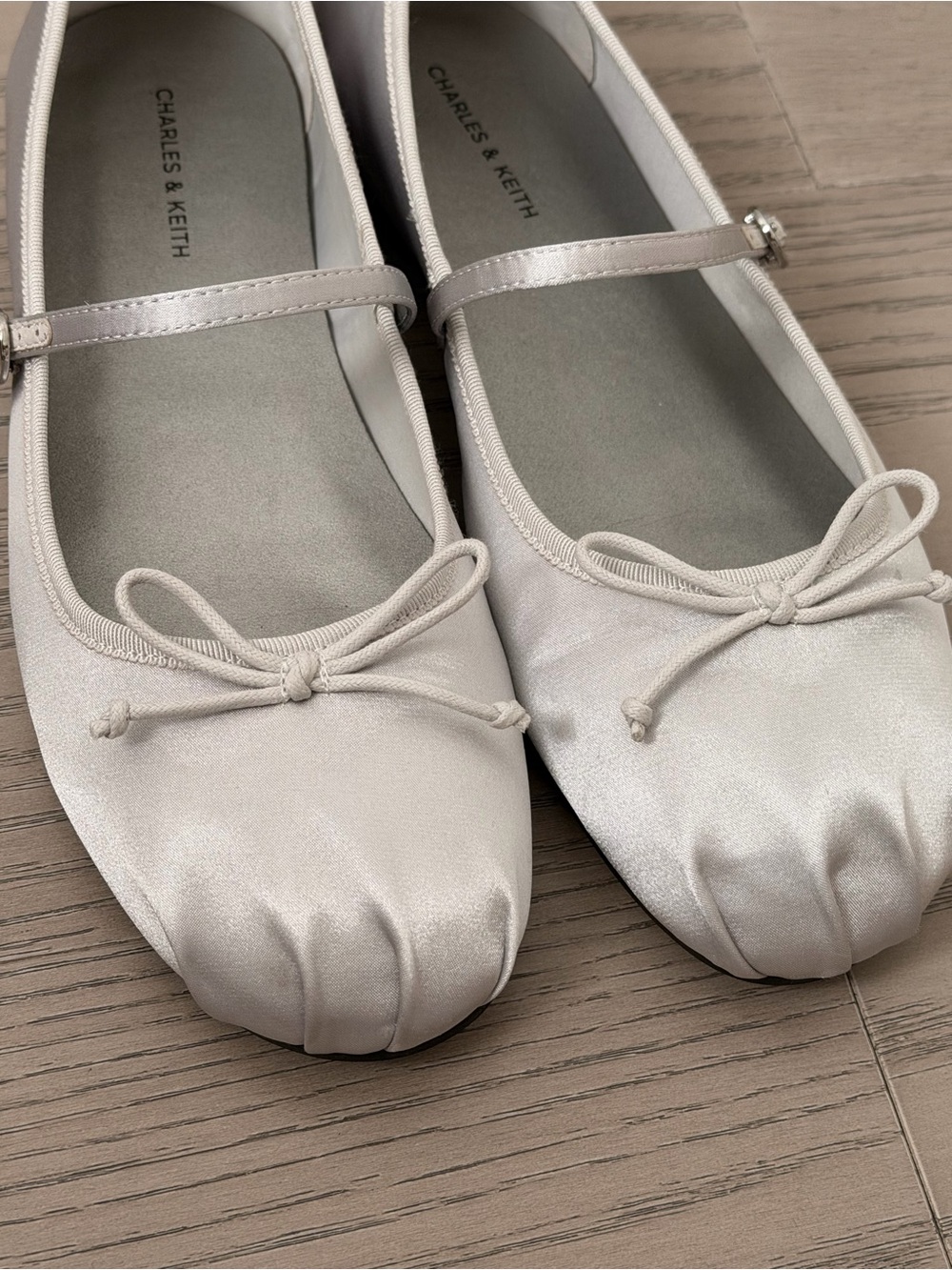 Charles & Keith Pale Silver Mary Jane Ballet Flats with Bow - Picture 5 of 7